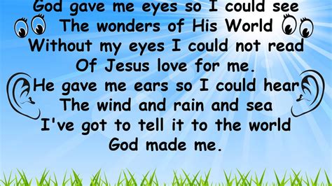 God Gave Me Eyes Sunday School Chorus Youtube