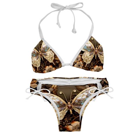 Butterfly Fission Diagram Detachable Sponge Adjustable Strap Bikini Set