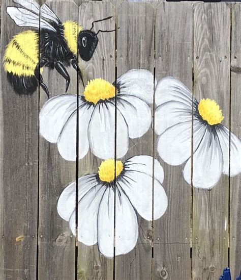 Painting on the fence | Flower art painting, Mural art, Fence art ...