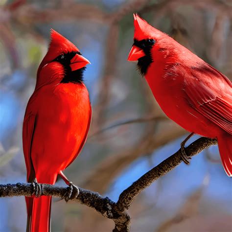 Beautiful Red Cardinal Bird In Vivid Red Colors 4k High Definition High