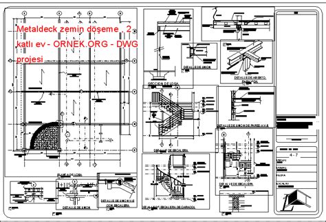 Metaldeck zemin döşeme 2 katlı ev dwg projesi Autocad Projeler