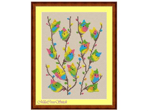 Pussy Willow Branches Cross Stitch Pattern Willow Twig Etsy