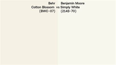 Behr Cotton Blossom Bwc Vs Benjamin Moore Simply White