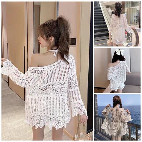 Beach Bikini Outerwear Guangzhou Crochet Swimsuit Robe Jacket Shopee Malaysia