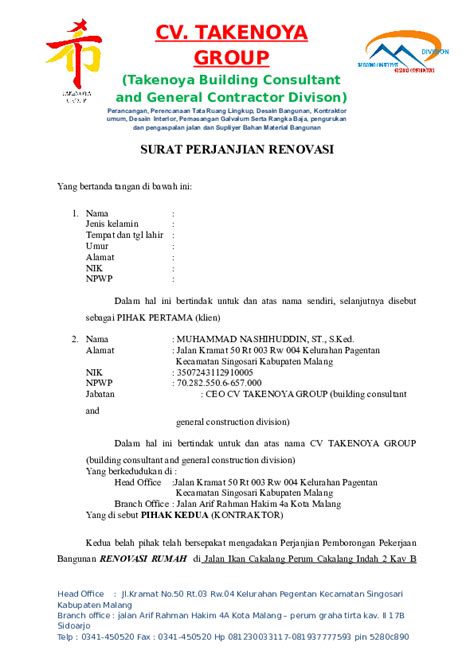 Detail Contoh Surat Garansi Pekerjaan Konstruksi Koleksi Nomer