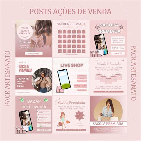 Pack Canva Artesanato Posts Editáveis Shop Bazar And Cia Shop Bazar And Cia