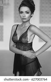 Sexy Slim Brunette Woman Posing Bright Stock Photo Edit Now