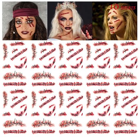 Buy Halloween Temporary Tattoo Zombie Makeup Tattoos Sheets Horror