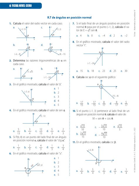 F0 Razones Trigonométricas De Ángulos En Posición Normal Pdf