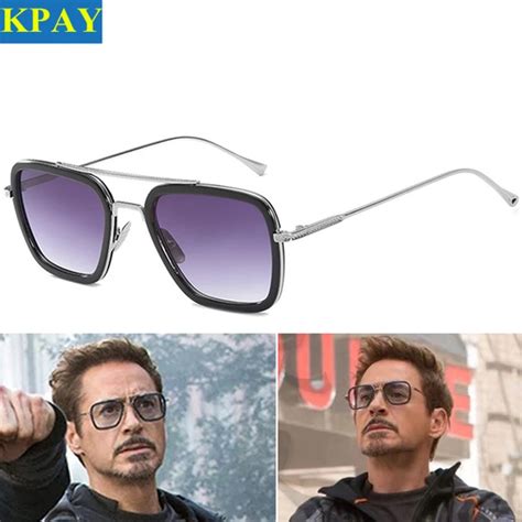 Kpay Men Vintage Steampunk Sunglasses Brand Design Tony Stark Iron Man Goggles Retro Uv400