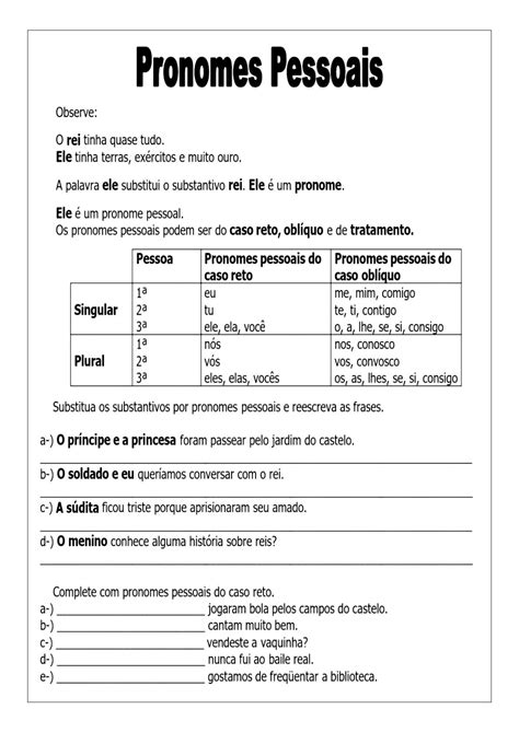 Pronomes Pessoais Do Caso Reto Ingles - 8
