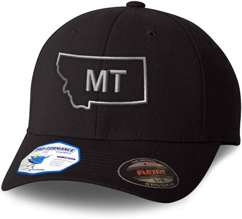 Custom Flexfit Hats For Men And Women Montana State Map Mt Embroidery