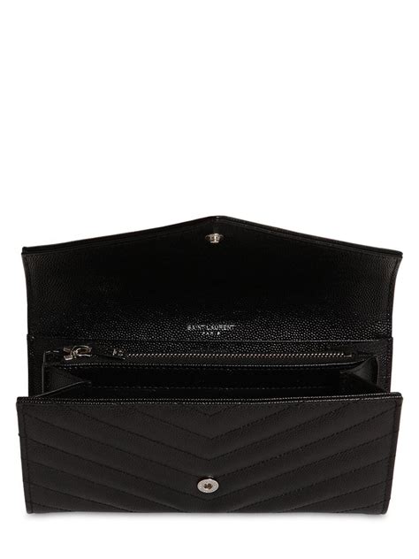 Saint Laurent Large Monogram Quilted Leather Wallet In Black Lyst