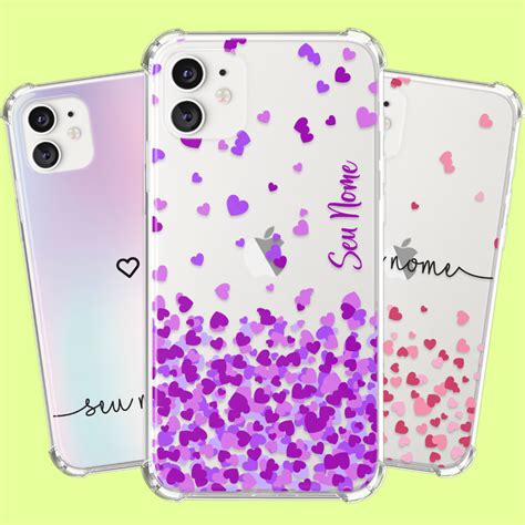 Capa Capinha de celular Personalizada nome Anti impacto Corações