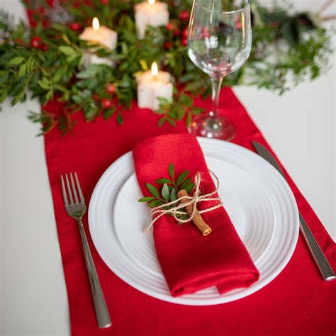 Christmas Table Napkins Xmas Table Cloth Napkin Red Linen Napkins