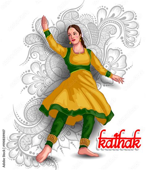 Vetor De Illustration Of Indian Kathak Dance Form Do Stock Adobe Stock