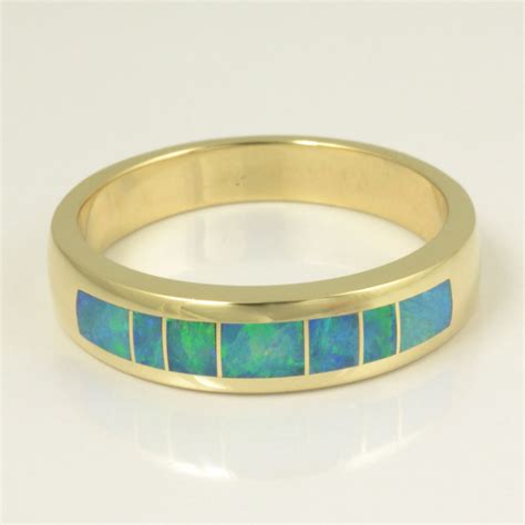 Australian Opal Inlay Ring in 14k Yellow Gold – The Hileman Collection