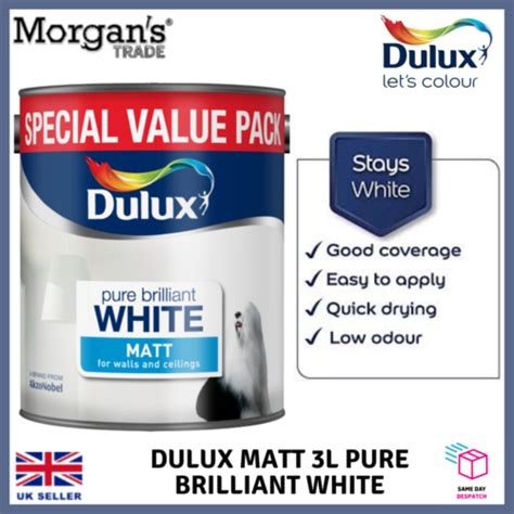 Dulux Wipeable Matt Emulsion Paint For Walls Ceilings Pure Brilliant