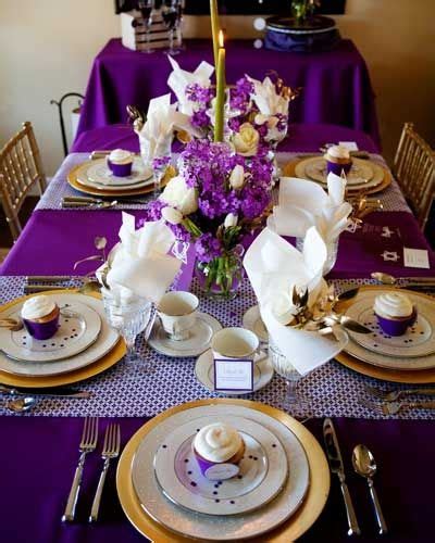 Purple And Gold Dinner Party Tablescape