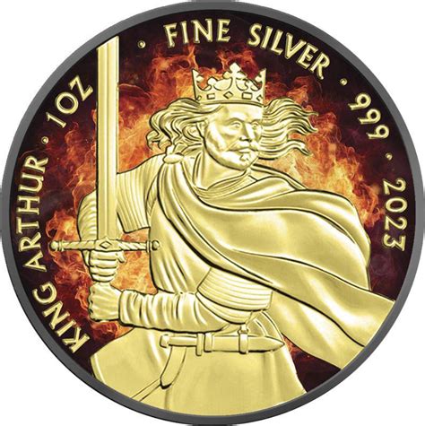 King Arthur Burning Myths And Legends Oz Silver Coin United