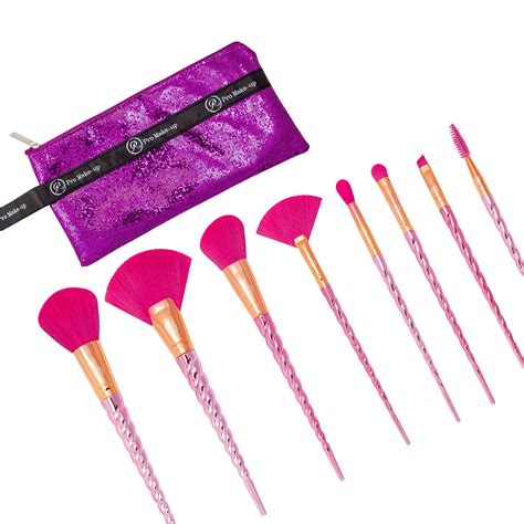 Set 8 Pensule Fuxia Profesionale Make Up Husa EMAG Ro