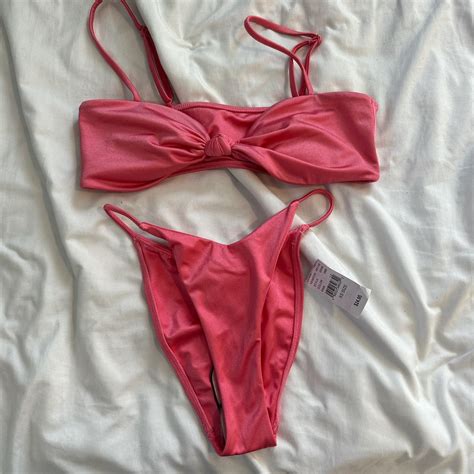 Pink Rose Shiny Pacsun Bikini Set Originally For Depop