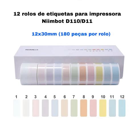 Kit 12 Etiquetas Coloridas Para Niimbot D110 D11 D101 Niimbot Brasil