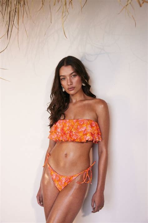 Orange Bikini Bottom With Floral Print Loavies