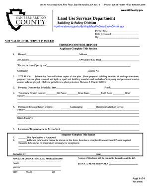 Fillable Online Cms Sbcounty Erosion Control Report County Of San