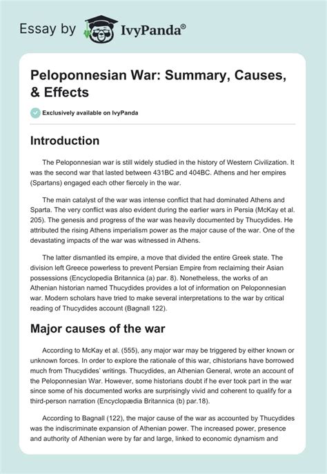 Peloponnesian War: Summary, Causes, & Effects - 2508 Words | Research ...