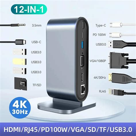 Cheap In 1 Docking Station Type C Hub 4K HDMI Compatible VGA RJ45