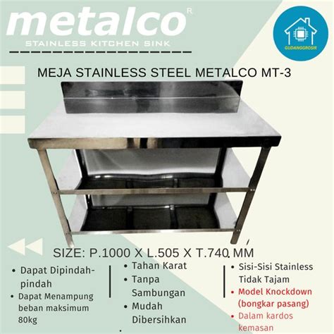 Jual Meja Dapur MT 3 Stainless Steel Metalco Di Lapak Gudang Grosir