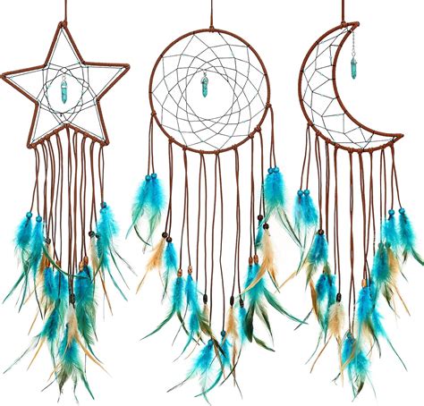 Amazon 3 Pcs Dream Catcher FeelfunFeather Moon Sun Handmade