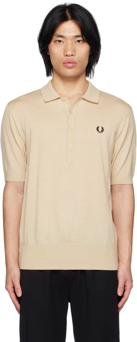 Fred Perry Beige Embroidered Polo Ssense Uk