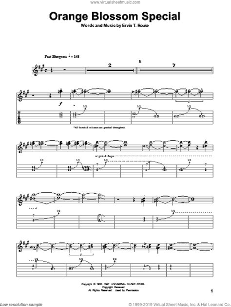 Rouse Orange Blossom Special Sheet Music For Guitar Tablature Play Along