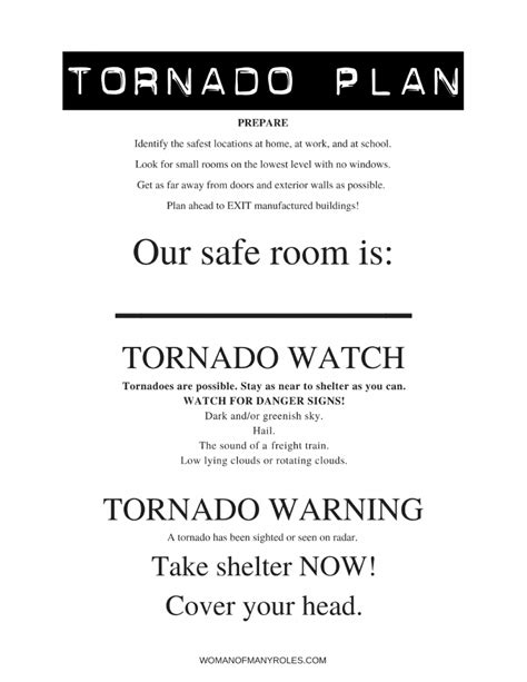 Printable: Tornado Plan : Woman of Many Roles