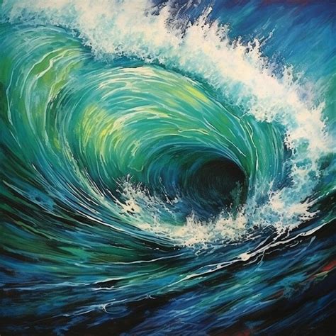 Premium AI Image | a painting of a wave that has the word wave in it.