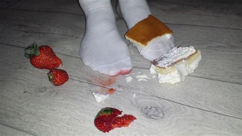 White Socks Crushing Cake And Strawberries Youtube