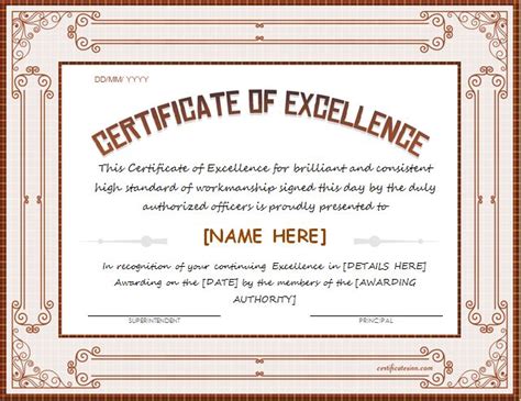 Certificates Of Excellence For Ms Word Professional Certificate Templates