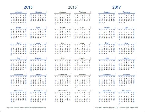 Printable 3 Year Calendar - Calendar Templates