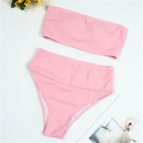 Finelylove Cute Swimsuit For Women Lightly Lined Sport Bra Style Bikini Pink M Walmart