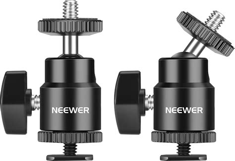 NEEWER 1 4 Camera Hot Shoe Mount With Additional 1 4 Screw 2 Pack Mini Ball Head Hot Shoe