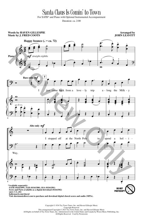 Santa Claus Is Comin To Town Satb By J Jw Pepper Sheet Music