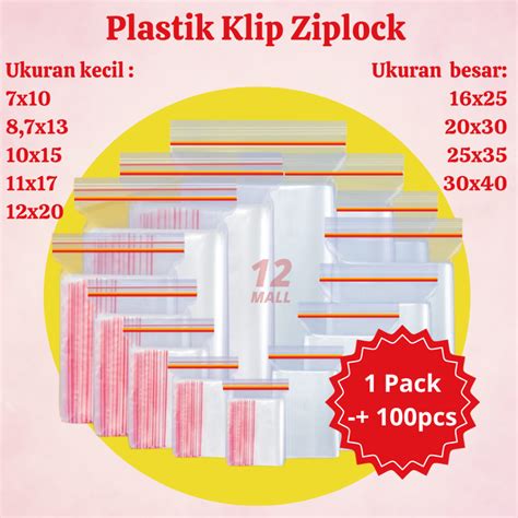 Jual X Cm Plastik Klip Ziplock Bening Isi Pcs Ukuran Sedang