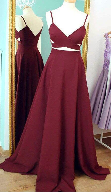 Gorgeous Red 2 Pieces Prom Dresses Long Sexy Evening Gowns Chiffon Two