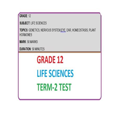 GRADE 12 LIFE SCIENCES TEST ON DNA RNA P SYNTHESIS AND GENETICS WITH