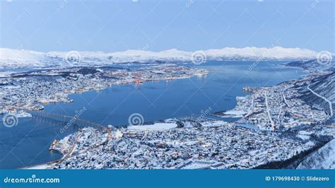 View On Tromso Bridge And Arctic Cathedral At Polar Night, Tromso ...