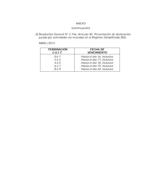 Calendario Vencimientos Afip 2012 PDF