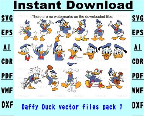 Daffy Duck Vector Pack 01 SVG Stencil Instant download 6 file | Etsy