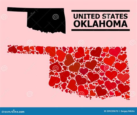 Red Lovely Collage Map Of Oklahoma State Stock Illustration